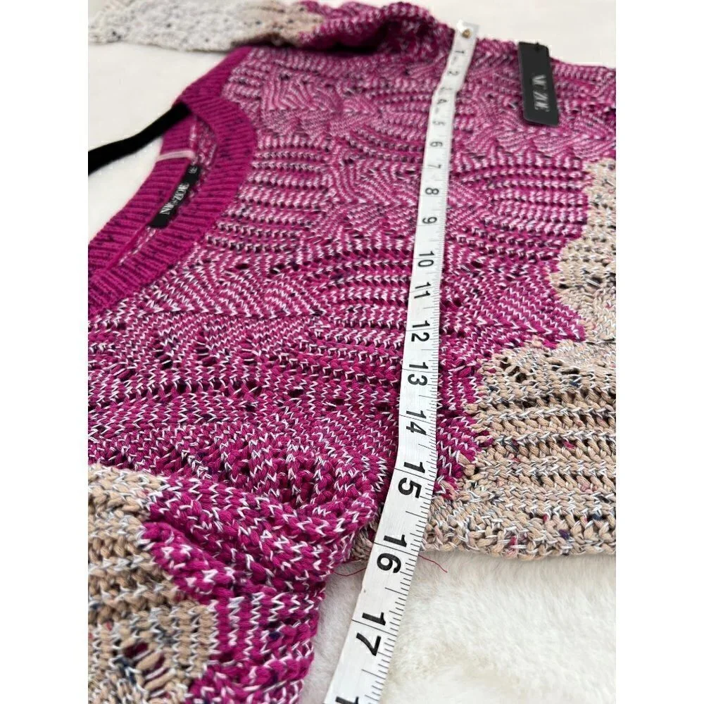 NEW Nic+Zoe Peak Mixed Stitch Knit Sweater, Size Petite P - Pink MSRP $150